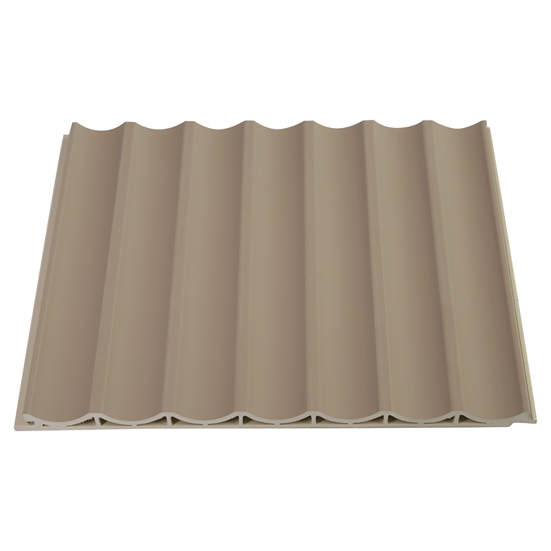 214*10 mm WPC veggpanel for interiørdekorasjon i hjemmet med innerbuegitterdesign